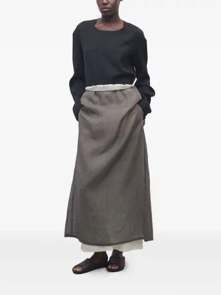 Fusta maxi The Row cu crăpătură maro