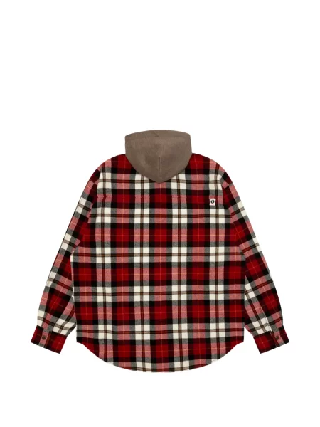 Cămașă Aape By A Bathing Ape în carouri cu glugă cu imagine roșu
