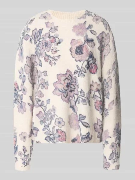 Sweter z dzianiny o kroju relaxed fit z dodatkiem lnu Christian Berg Woman biały