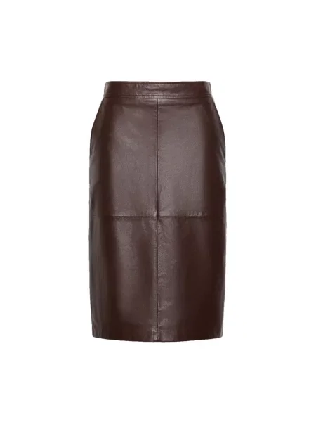 Spódnica skórzana Max Mara Studio brązowa