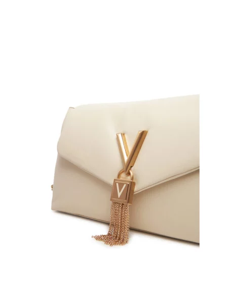 Lniana torebka crossbody Valentino Bags beżowa