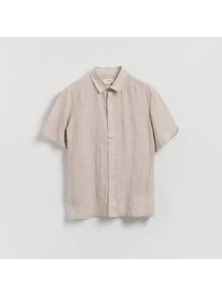 Reserved Lněná košile regular fit béžová