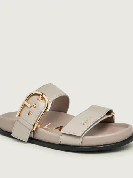 Furla De piele șlapi FURLA SOLEA gri