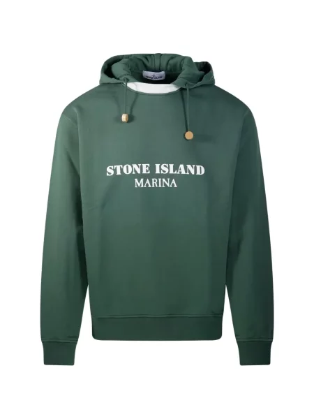 Hanorac cu glugă Stone Island cu imagine verde