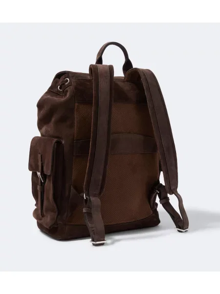 Rucsac Brunello Cucinelli din piele de căprioară maro