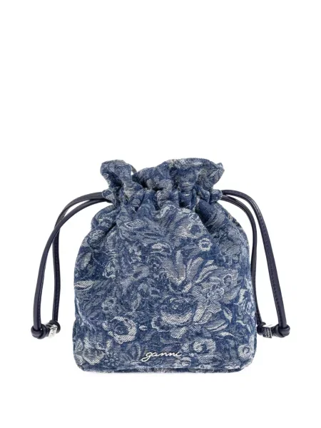 Geantă Ganni cu model floral albastru