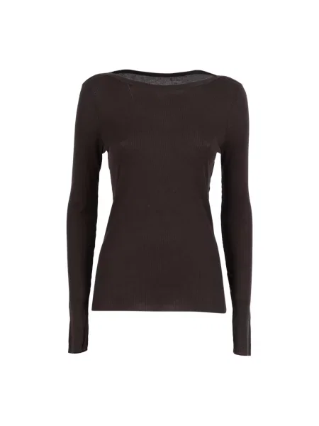 Sweter Majestic Filatures wełniany brązowy