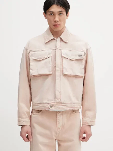 Filling Pieces geacă jeans Denim de tranzitie oversize roz