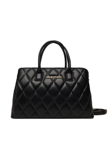 Lniana torebka Valentino Bags czarna