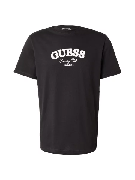 GUESS Tricou COUNTRY CLUB pielii / negru alb