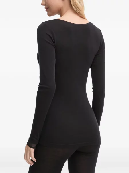 Lung tricou Chantelle plasă negru