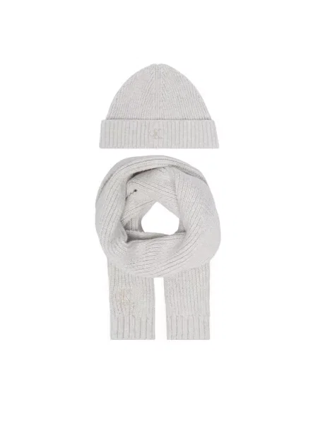 Calvin Klein Jeans Σετ Κασκόλ και Σκούφος Knitted Scarf Beanie Giftbox Ανοιχτό γκρι