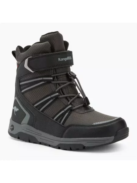 Śniegowce juniorskie KangaROOS K-MJ Eldora EV RTX jet black / steel grey czarne