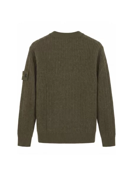 Sweter Stone Island wełniany z kamieniami zielony