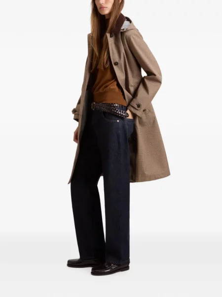 Palton Woolrich cu glugă cu model pepito maro