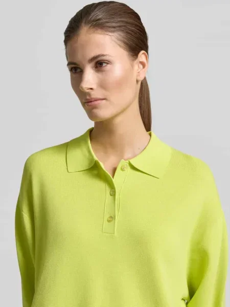 Dzianinowa koszulka polo w kroju wide fit Style Icon Collection żółte
