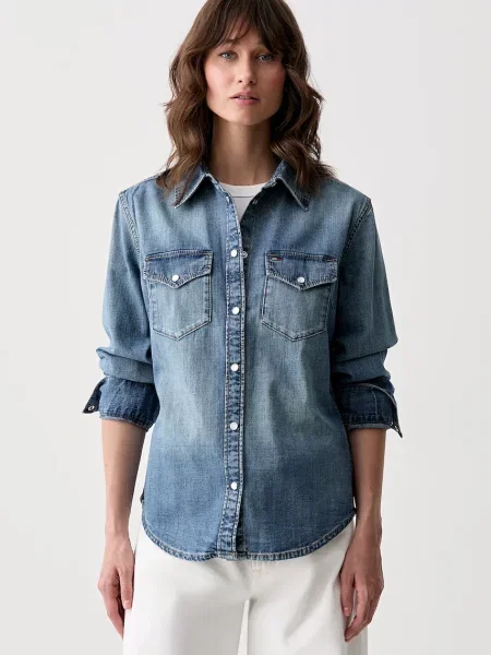 Tommy Jeans cămașă pentru femei din denim albastru
