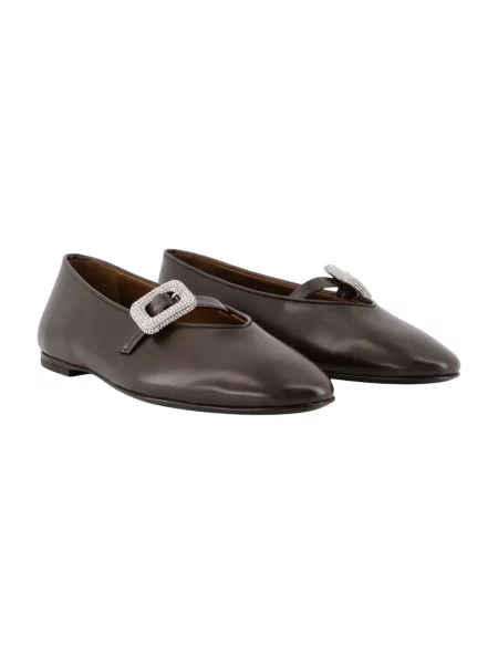 Balerinki Giuseppe Zanotti skórzane brązowe