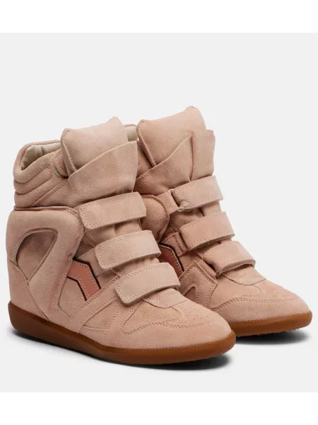 Sneakerși Isabel Marant din piele de căprioară bej