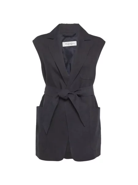 Cu centură geacă Max Mara fără mâneci albastru