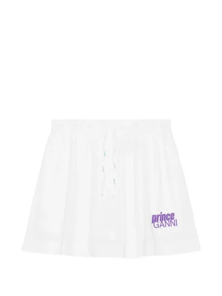 Mała mały spódnica mini Ganni z siateczką biała