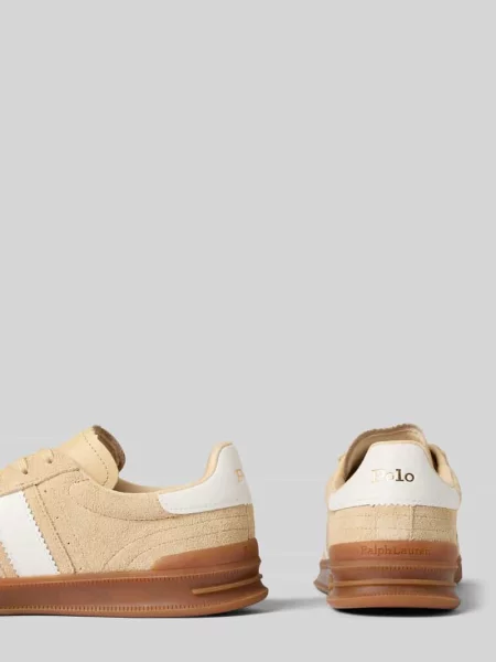 Sneakersy skórzane ze sznurowaniem Polo Ralph Lauren beżowe