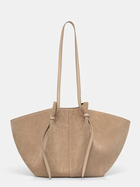 Yuzefi geantă shopper pentru femei din piele întoarsă LARGE MOCHI bej