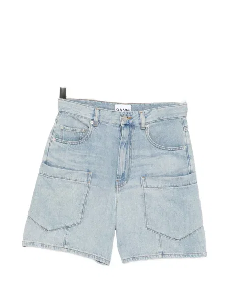 Pantaloni scurți din denim Ganni albastru