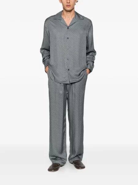 Pantaloni Drole De Monsieur cu imagine cu imprimeu geometric cu cordon albastru