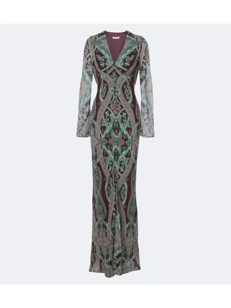 Rochie maxi Veronica Beard de mătase cu imagine