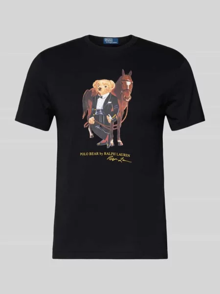 T-shirt z nadrukiem z logo i okrągłym dekoltem Polo Ralph Lauren czarna
