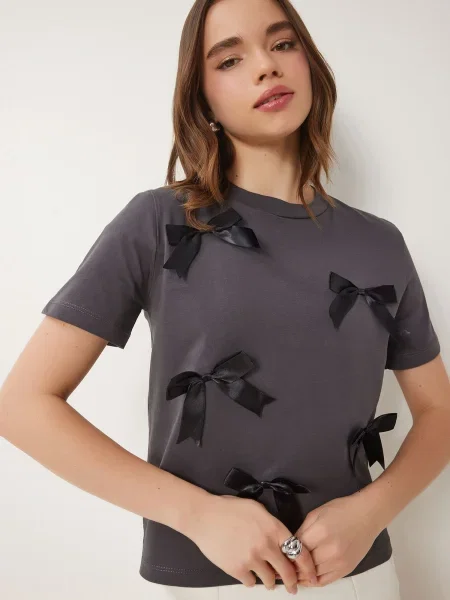 Happiness İstanbul Tricou gri metalic negru