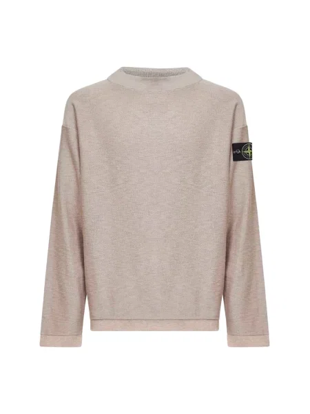 Sweter Stone Island z okrągłym dekoltem z kamieniami beżowy