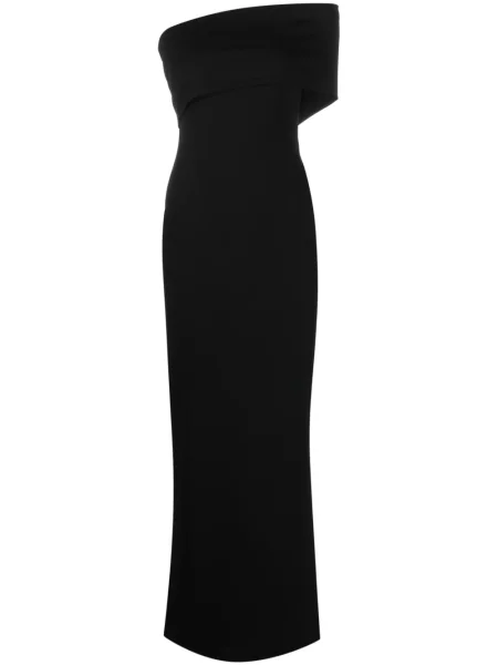 Rochie maxi Solace London de lână cu un umăr gol negru