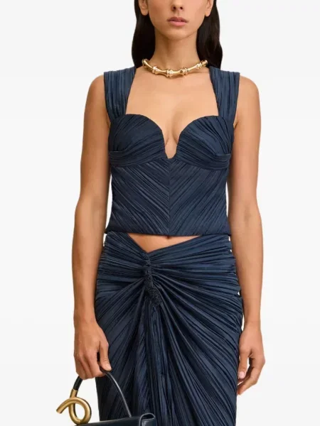 Top Cult Gaia plisowany niebieski