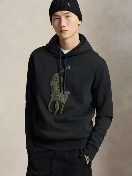 Polo Ralph Lauren hanorac cu glugă pentru bărbați cu negru