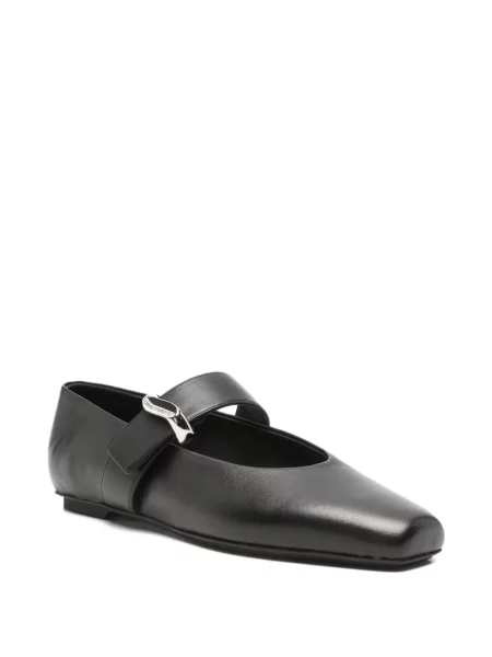 Кожени презрамки балеринки Emporio Armani черно