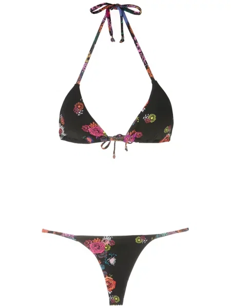 Bikini Amir Slama cu model floral cu imagine negru