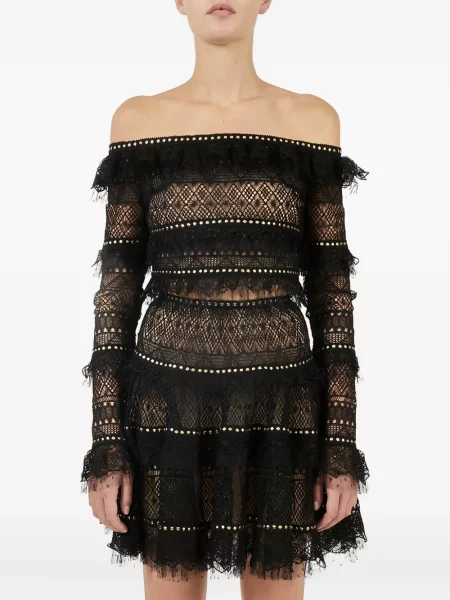 Top Elie Saab din dantelă negru