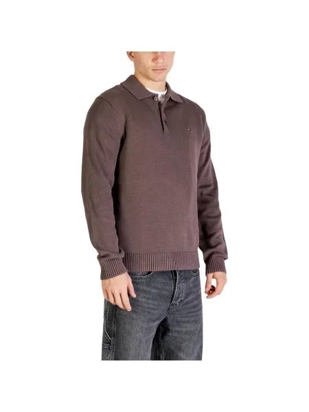 Tommy Jeans Pulover ESSENTIAL maro negru