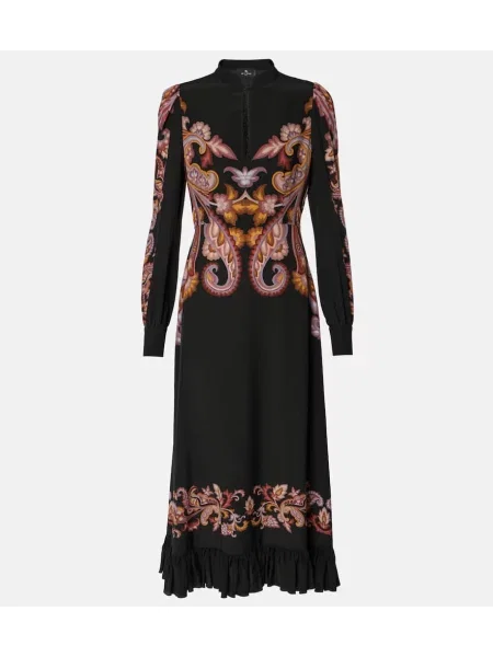 Rochie midi Etro de mătase cu model paisley până la genunchi