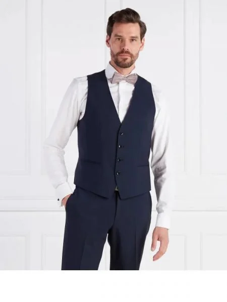 BOSS BLACK Vestă | Tailored slim negru