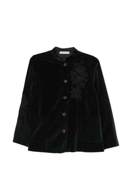 Geacă Rosso 35 de catifea cu model floral negru
