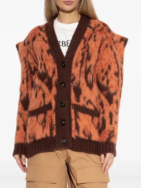 Cardigan Stella Mccartney cu imagine cu model leopard portocaliu