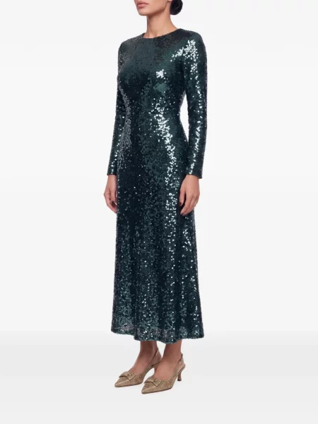 Lung rochie midi Post Meridiem cu paiete verde