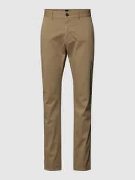 Chinosy o kroju slim fit z wpuszczanymi w stylu francuskim Boss Orange beżowe