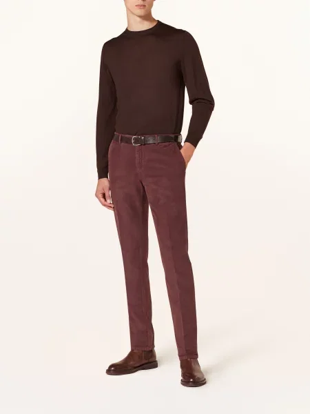Boglioli Manšestrové Kalhoty Slim Fit red brown červené