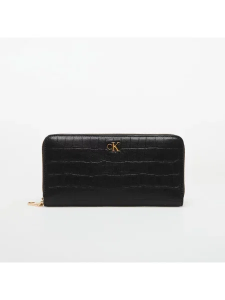 Μεγάλο Πορτοφόλι Γυναικείο Calvin Klein Ck Croc Long Zip Around μαύρο