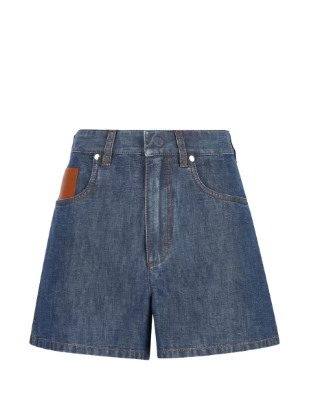 Pantaloni scurți Fendi cu talie înaltă albastru