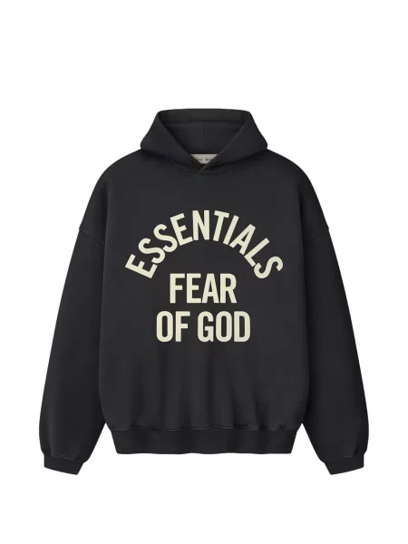 Hanorac cu glugă Fear Of God Essentials cu imagine negru